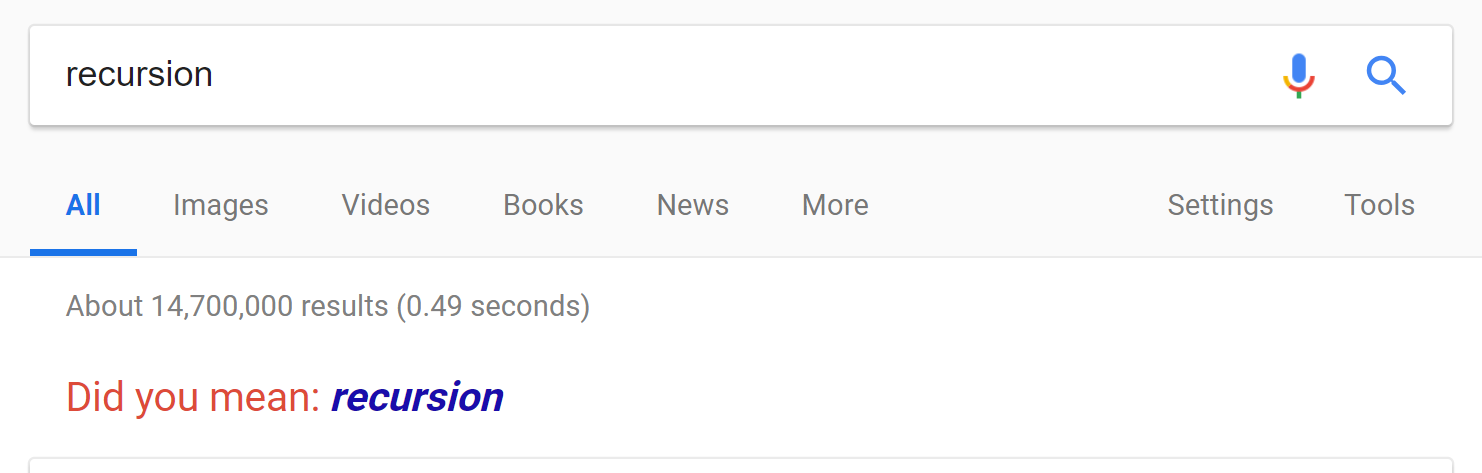 What happens if you google 'recursion'