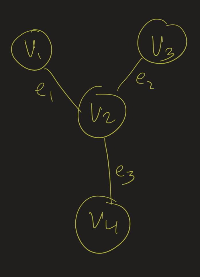 Star graph S3: central vertex v2, with 3 spokes